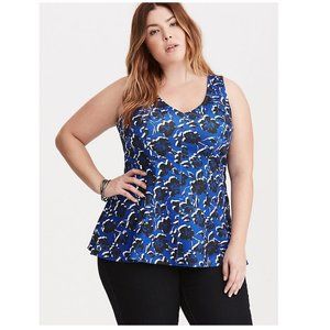 Torrid Floral Print V-Neck Peplum Top Tank